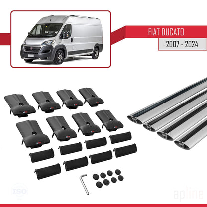 Compatible with Fiat Ducato 3 2007-2025 FLY Model Car Roof Rack Cross Bar Grey Aluminium 4 Bars
