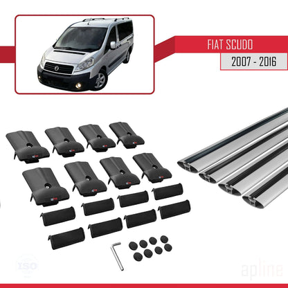 Compatible with Fiat Scudo 2 2007-2016 FLY Model Car Roof Rack Cross Bar Grey Aluminium 4 Bars