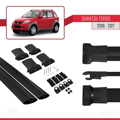 Compatible with Daihatsu Terios 2 (J200) 2006-2017 FLY Model Car Roof Rack Cross Bar Black Aluminium 2 Bars
