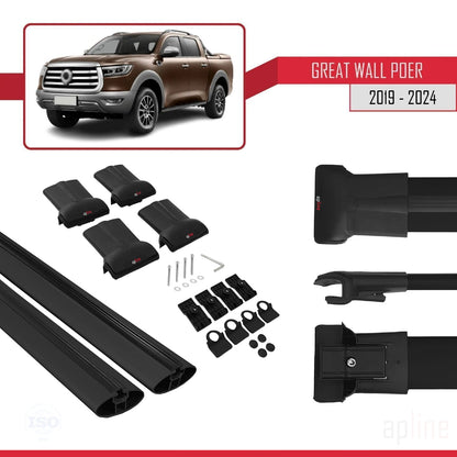 Compatible with Great Wall Poer 2019-2025 FLY Model Car Roof Rack Cross Bar Black Aluminium 2 Bars
