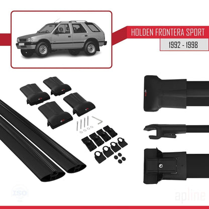 Compatible with Holden Frontera Sport 1992-1998 FLY Model Car Roof Rack Cross Bar Black Aluminium 2 Bars