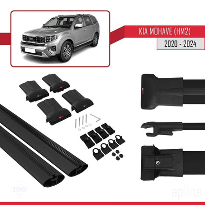 Compatible with Kia Mohave 2 (HM2) 2020-2024 FLY Model Car Roof Rack Cross Bar Black Aluminium 2 Bars
