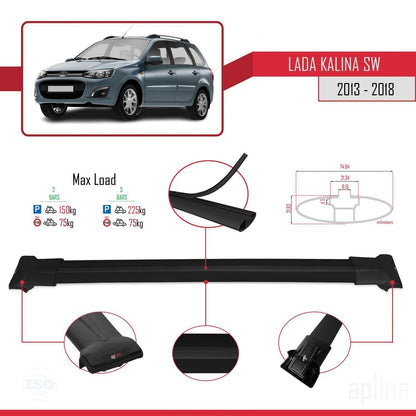 Compatible with Lada Kalina 2 SW 2013-2018 FLY Model Car Roof Rack Cross Bar Black Aluminium 2 Bars