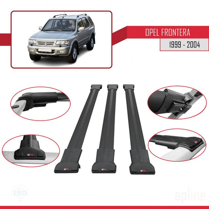 Compatible with Opel Frontera 2 1999-2004 FLY Model Car Roof Rack Cross Bar Black Aluminium 3 Bars
