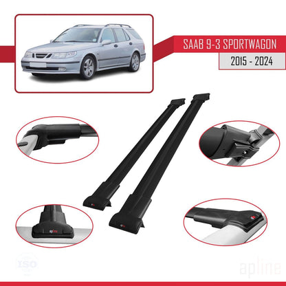 Compatible with Saab 9-3 II SW 2006-2012 FLY Model Car Roof Rack Cross Bar Black Aluminium 2 Bars