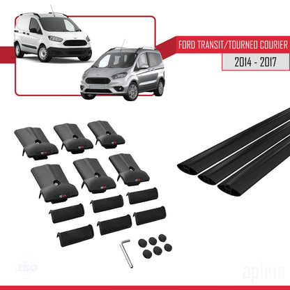 Compatible with Ford Transit/Tourneo Courier Pre-Facelift 2014-2017 FLY Model Car Roof Rack Cross Bar Black Aluminium 3 Bars