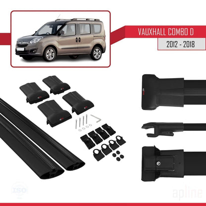 Compatible with Vauxhall Combo D 2012-2018 FLY Model Car Roof Rack Cross Bar Black Aluminium 2 Bars