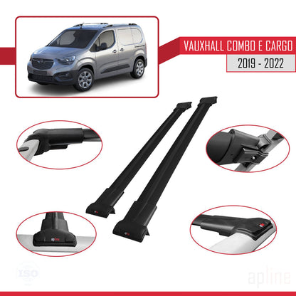 Compatible with Vauxhall Combo E Cargo 2019-2022 FLY Model Car Roof Rack Cross Bar Black Aluminium 2 Bars