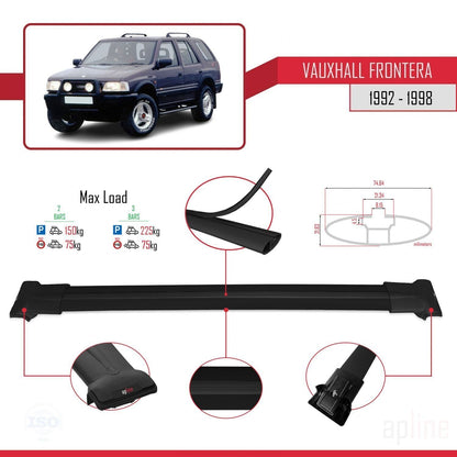 Compatible with Vauxhall Frontera 1992-1998 FLY Model Car Roof Rack Cross Bar Black Aluminium 2 Bars