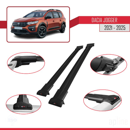 Compatible with Dacia Jogger 2021-2025 FLY Model Car Roof Rack Cross Bar Black Aluminium 2 Bars