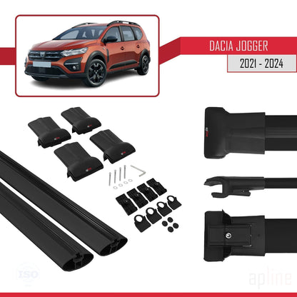 Compatible with Dacia Jogger 2021-2025 FLY Model Car Roof Rack Cross Bar Black Aluminium 2 Bars