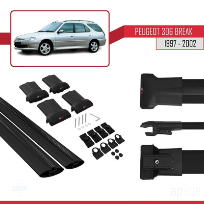 Compatible with Peugeot 306 SW 1997-2002 FLY Model Car Roof Rack Cross Bar Black Aluminium 2 Bars