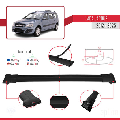 Compatible with Lada Largus 2012-2025 FLY Model Car Roof Rack Cross Bar Black Aluminium 3 Bars
