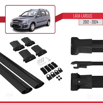 Compatible with Lada Largus 2012-2025 FLY Model Car Roof Rack Cross Bar Black Aluminium 2 Bars