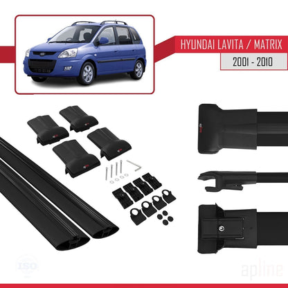 Compatible with Hyundai Matrix (FC) 2001-2010 FLY Model Car Roof Rack Cross Bar Black Aluminium 2 Bars