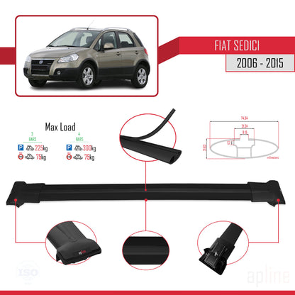 Compatible with Fiat Sedici 2006-2015 FLY Model Car Roof Rack Cross Bar Black Aluminium 3 Bars