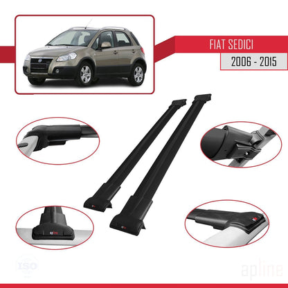 Compatible with Fiat Sedici 2006-2015 FLY Model Car Roof Rack Cross Bar Black Aluminium 2 Bars