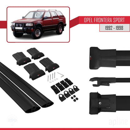 Compatible with Opel Frontera Sport 1992-1998 FLY Model Car Roof Rack Cross Bar Black Aluminium 2 Bars