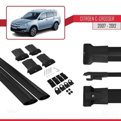 Compatible with Citroen C-Crosser 2007-2012 FLY Model Car Roof Rack Cross Bar Black Aluminium 2 Bars