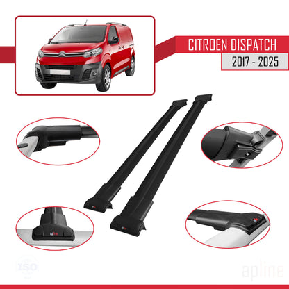 Compatible with Citroen Dispatch (K0) 2017-2025 FLY Model Car Roof Rack Cross Bar Black Aluminium 2 Bars