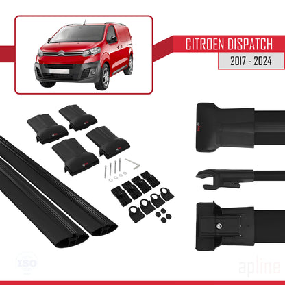 Compatible with Citroen Dispatch (K0) 2017-2025 FLY Model Car Roof Rack Cross Bar Black Aluminium 2 Bars