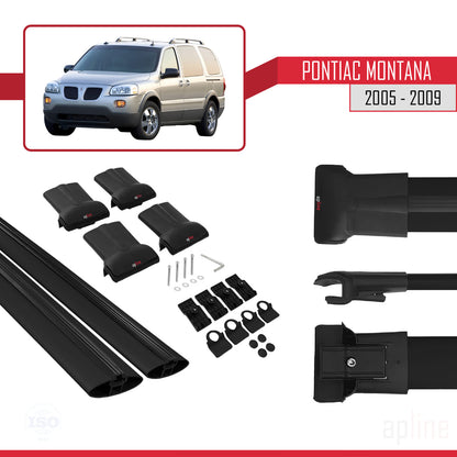 Compatible with Pontiac Montana 2005-2009 FLY Model Car Roof Rack Cross Bar Black Aluminium 2 Bars