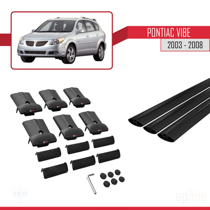 Compatible with Pontiac Vibe 2003-2008 FLY Model Car Roof Rack Cross Bar Black Aluminium 3 Bars