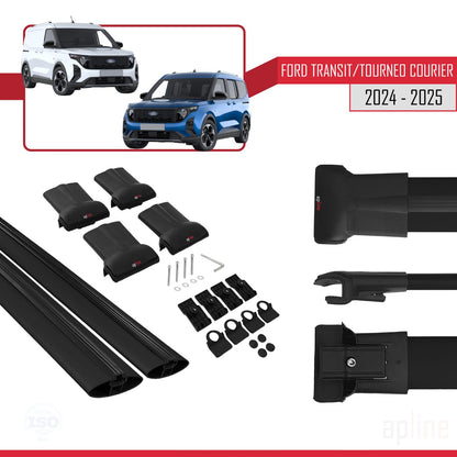 Compatible with Ford Transit/Tourneo Courier 2024-2025 FLY Model Car Roof Rack Cross Bar Black Aluminium 2 Bars