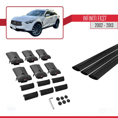 Compatible with Infiniti FX37 2002-2013 FLY Model Car Roof Rack Cross Bar Black Aluminium 3 Bars