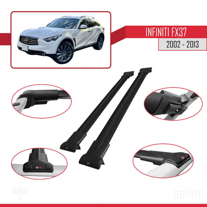 Compatible with Infiniti FX37 2002-2013 FLY Model Car Roof Rack Cross Bar Black Aluminium 2 Bars