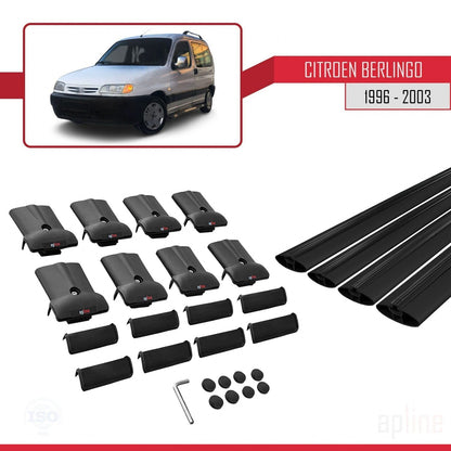 Compatible with Citroen Berlingo (M49) 1996-2003 FLY Model Car Roof Rack Cross Bar Black Aluminium 4 Bars