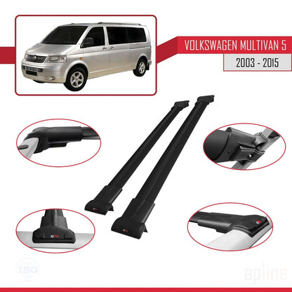 Compatible with Volkswagen T5 Multivan 2003-2015 FLY Model Car Roof Rack Cross Bar Black Aluminium 2 Bars