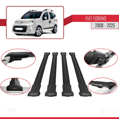 Compatible with Fiat Fiorino 3 2008-2025 FLY Model Car Roof Rack Cross Bar Black Aluminium 4 Bars