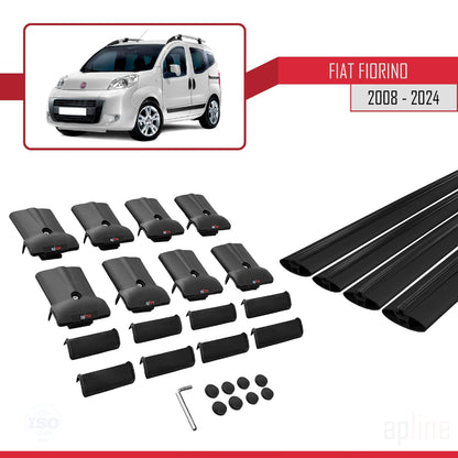 Compatible with Fiat Fiorino 3 2008-2025 FLY Model Car Roof Rack Cross Bar Black Aluminium 4 Bars