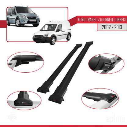 Compatible with Ford Transit/Tourneo Connect 2002-2013 FLY Model Car Roof Rack Cross Bar Black Aluminium 2 Bars