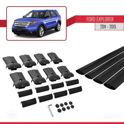 Compatible with Ford Explorer 5 (U502) Pre-Facelift 2011-2015 FLY Model Car Roof Rack Cross Bar Black Aluminium 4 Bars