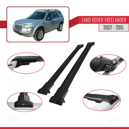 Compatible with Land Rover Freelander 2 (L359) 2007-2015 FLY Model Car Roof Rack Cross Bar Black Aluminium 2 Bars