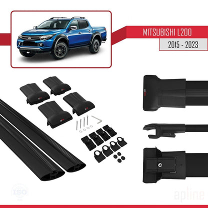 Compatible with Mitsubishi L200 V 2015-2023 FLY Model Car Roof Rack Cross Bar Black Aluminium 2 Bars