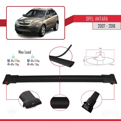 Compatible with Opel Antara 2007-2016 FLY Model Car Roof Rack Cross Bar Black Aluminium 3 Bars