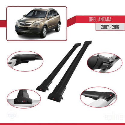 Compatible with Opel Antara 2007-2016 FLY Model Car Roof Rack Cross Bar Black Aluminium 2 Bars