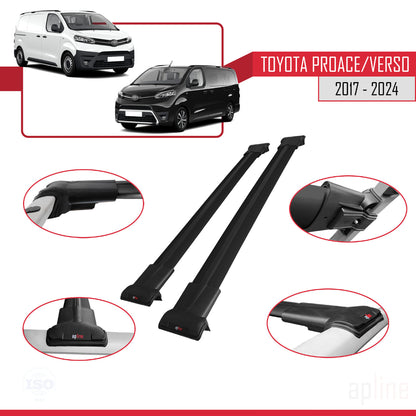 Compatible with Toyota Proace 2017-2025 FLY Model Car Roof Rack Cross Bar Black Aluminium 2 Bars
