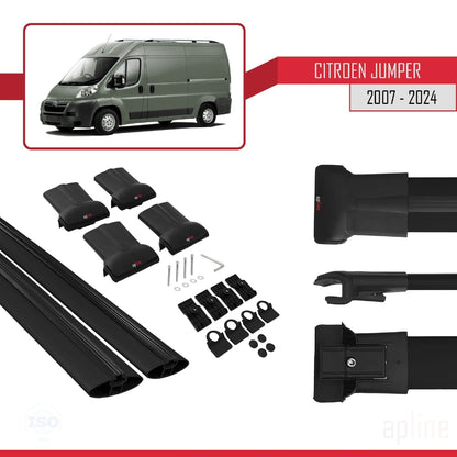 Compatible with Citroen Jumper 2 2007-2025 FLY Model Car Roof Rack Cross Bar Black Aluminium 2 Bars