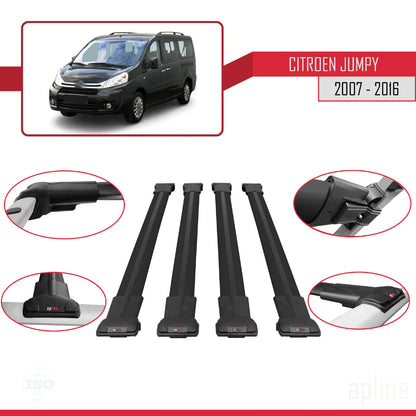 Compatible with Citroen Jumpy 2 (G9) 2007-2016 FLY Model Car Roof Rack Cross Bar Black Aluminium 4 Bars