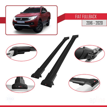 Compatible with Fiat Fullback 2016-2020 FLY Model Car Roof Rack Cross Bar Black Aluminium 2 Bars