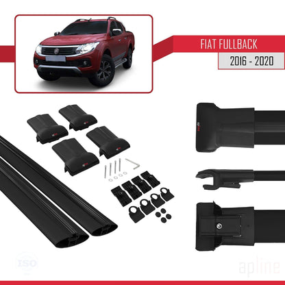 Compatible with Fiat Fullback 2016-2020 FLY Model Car Roof Rack Cross Bar Black Aluminium 2 Bars