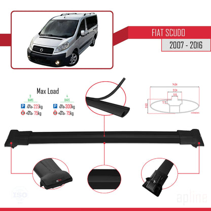 Compatible with Fiat Scudo 2 2007-2016 FLY Model Car Roof Rack Cross Bar Black Aluminium 4 Bars