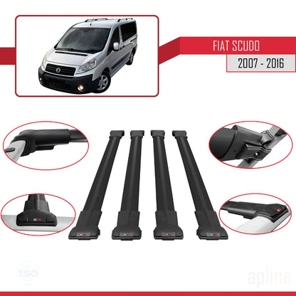 Compatible with Fiat Scudo 2 2007-2016 FLY Model Car Roof Rack Cross Bar Black Aluminium 4 Bars