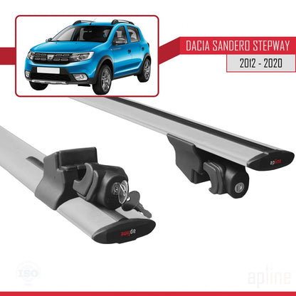 Compatible with Dacia Sandero Stepway 2 2012-2020 HOOK Model Car Roof Rack Cross Bar Grey Aluminium 2 Bars
