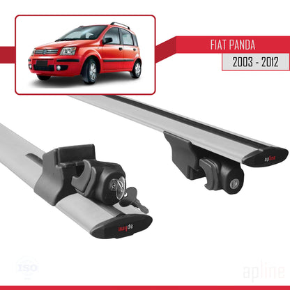 Compatible with Fiat Panda 2 (169) 2003-2012 HOOK Model Car Roof Rack Cross Bar Grey Aluminium 2 Bars