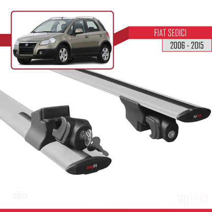 Compatible with Fiat Sedici 2006-2015 HOOK Model Car Roof Rack Cross Bar Grey Aluminium 2 Bars